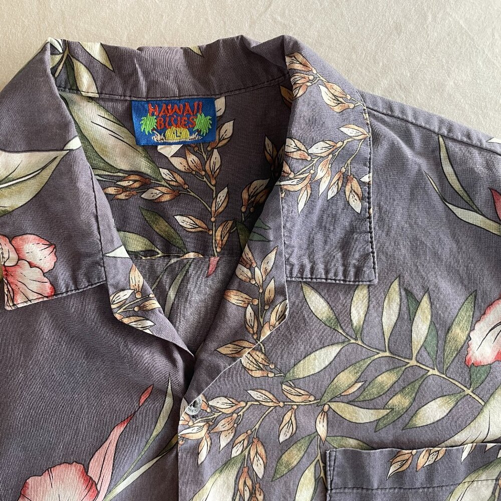 Men’s Hawaii Blues Vintage Floral Shirt – Size L – Light Purple – Excellent Cond - Picture 4 of 6
